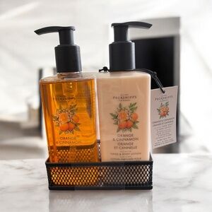Pecksniff's Orange & Cinnamon Hand Wash & Lotion Set – 300 ml Each + Caddy